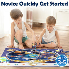 iPlay iLearn astronomy themed board sparks imagination and spatial thinking.
