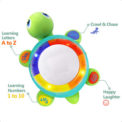 iPlay iLearn baby turtle toy crawl mode encourages movement and exploration.