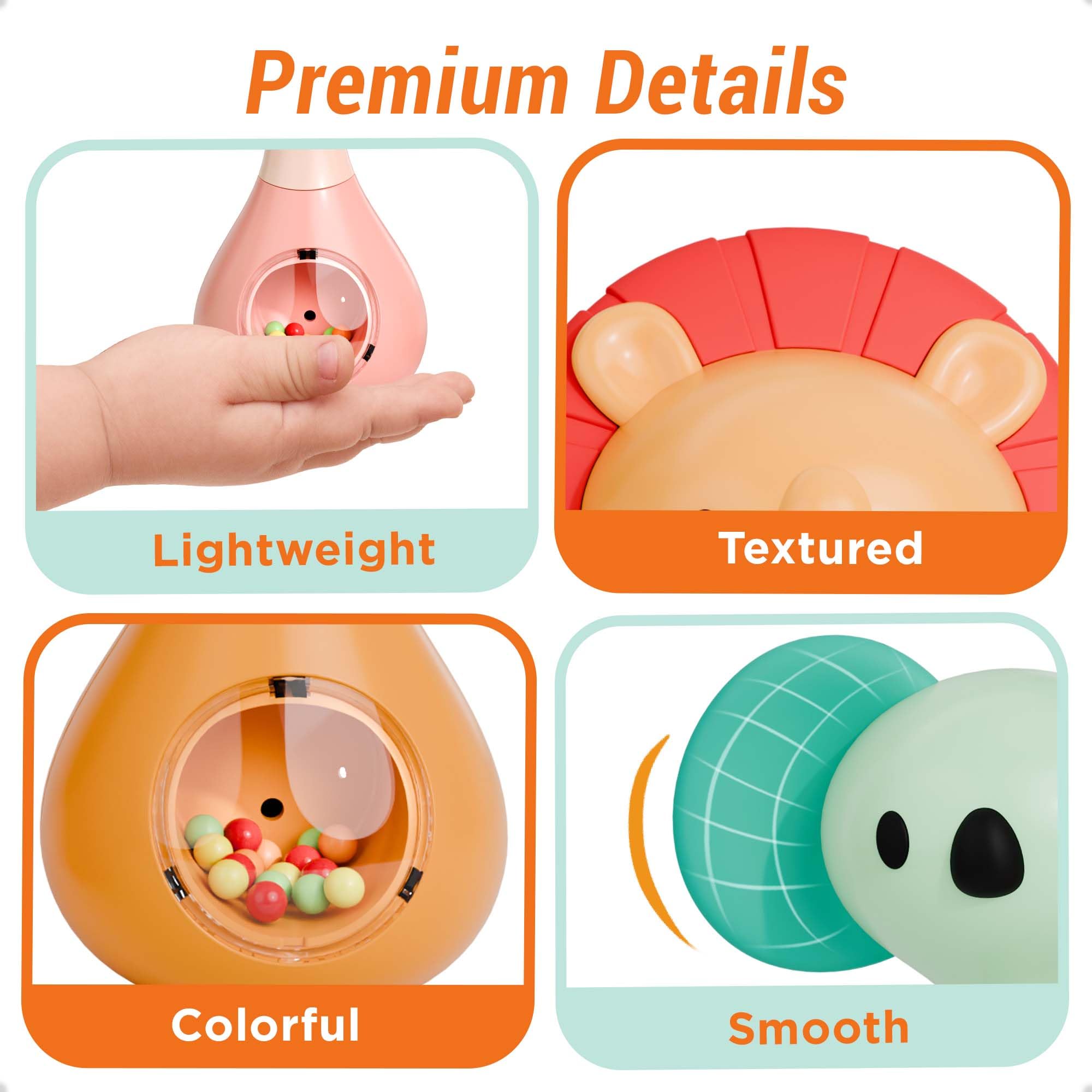 iPlay iLearn gentle rattle sound supports early listening skills