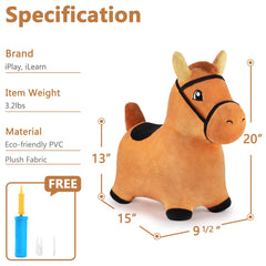iPlay iLearn Bouncy Pals brown hopping horse makes learning through play fun.