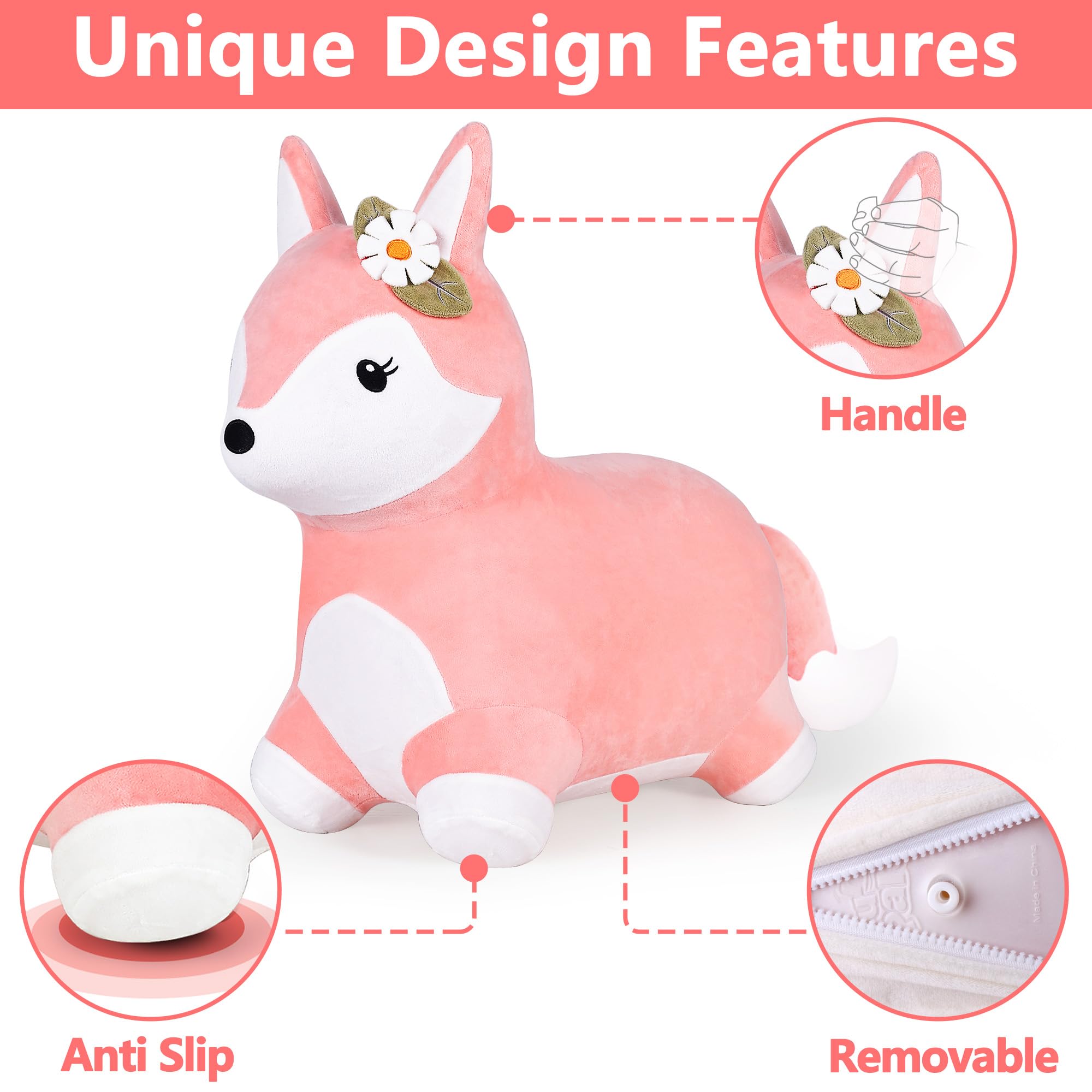 iPlay iLearn Bouncy Pals Fox suitable for indoor and outdoor adventures.