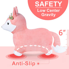 iPlay iLearn Bouncy Pals Fox design with low center of gravity enhances stability.