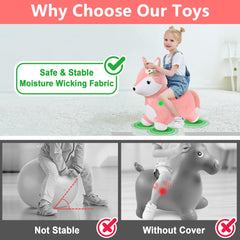 iPlay iLearn Bouncy Pals Fox soft plush cover protects skin during play.
