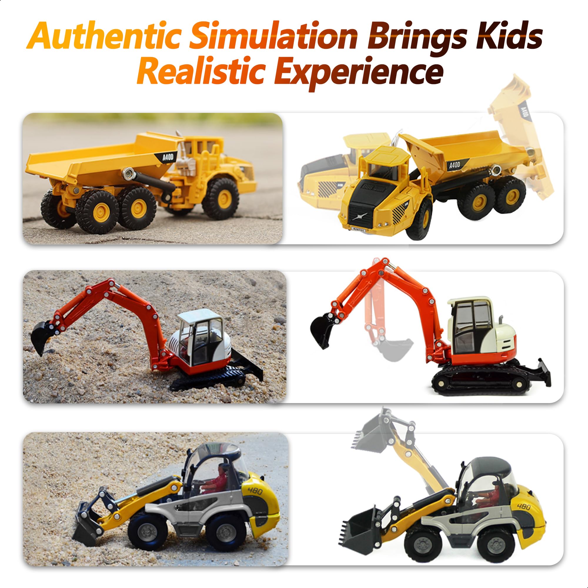 iPlay iLearn bulldozer with rising bucket for scooping in sand.