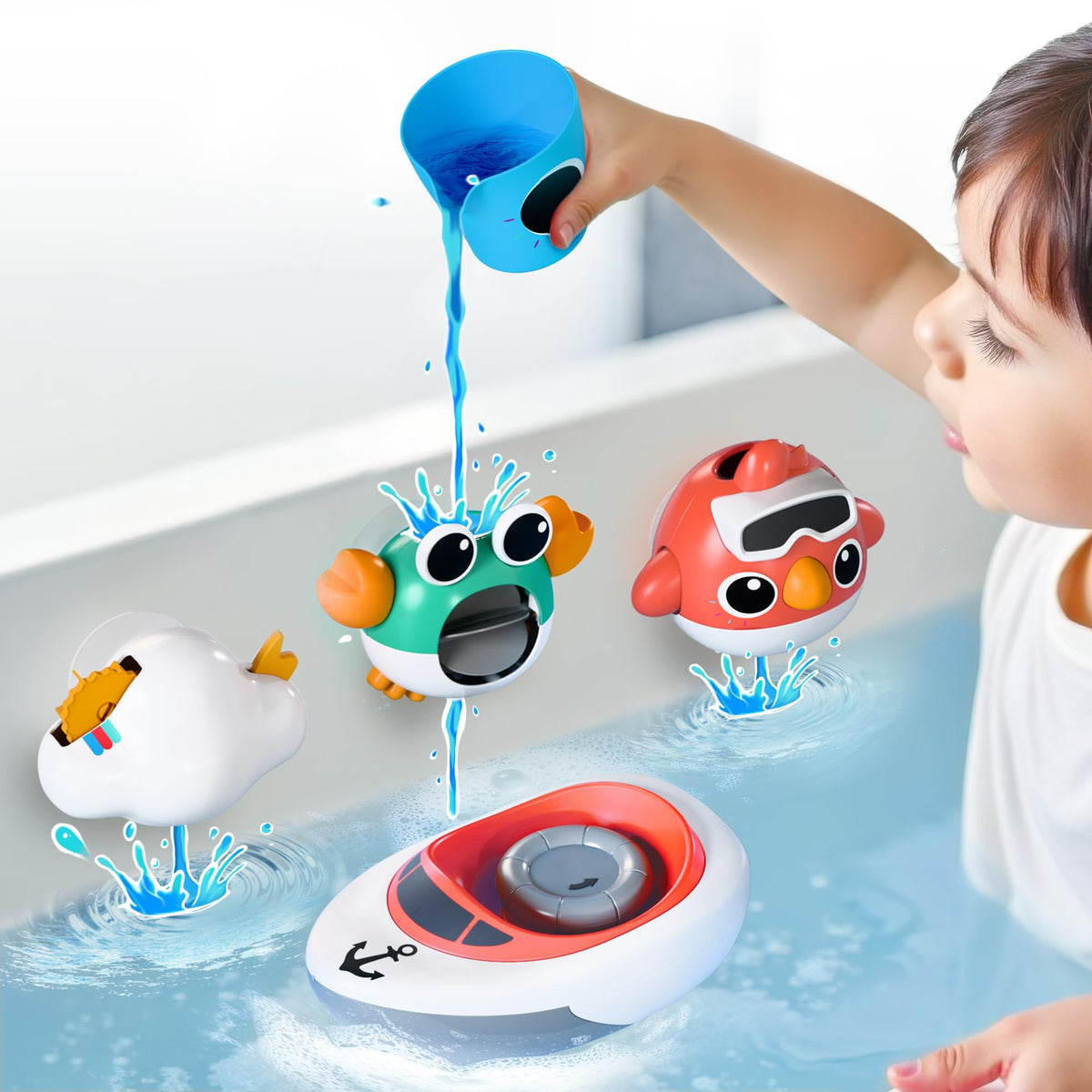 iPlay iLearn cloud see-saw bath toy for calming waterfall play in bath time