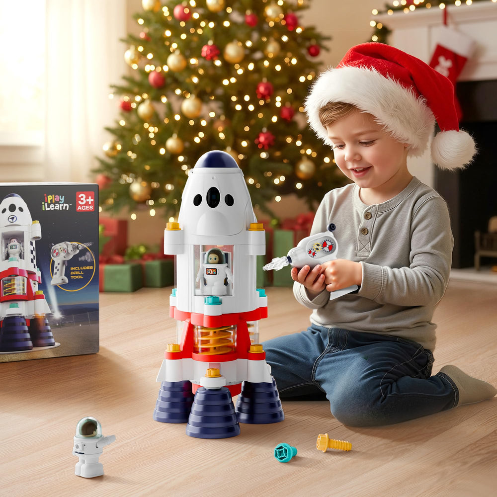 iPlay iLearn detachable rocket stages support creative building and learn-by-doing.
