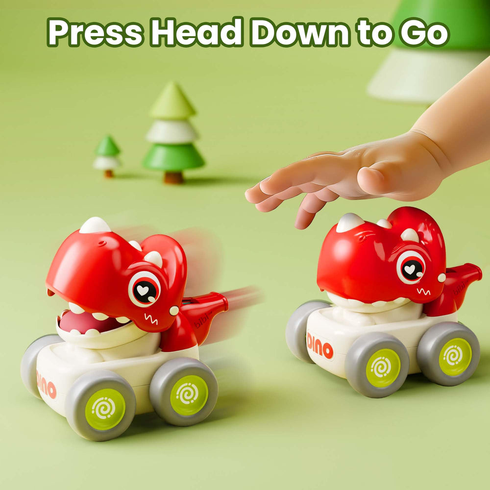 iPlay iLearn dinosaur side view highlights easy push and go action for little hands