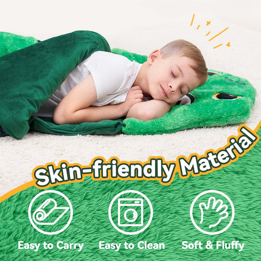 iplay ilearn dinosaur sleeping bag 2-in-1 pillow ideal for cuddling and compact storage