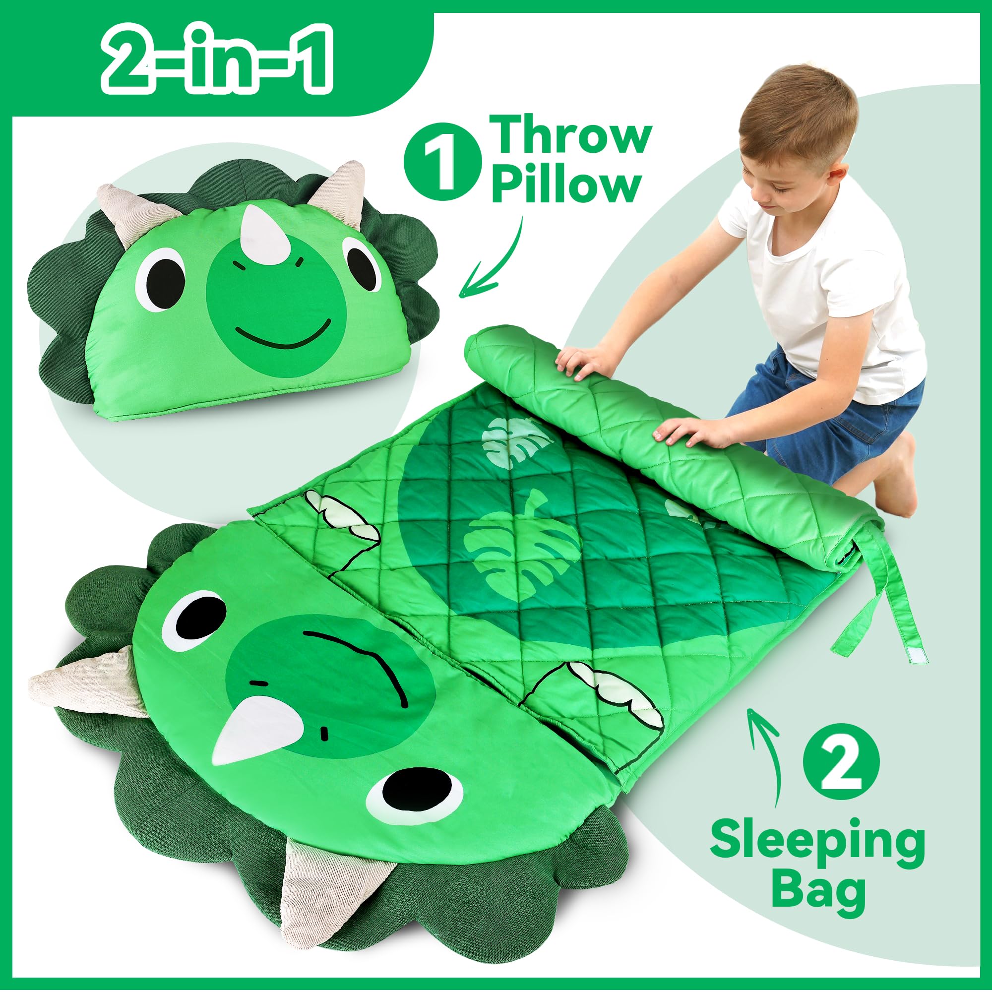 iplay ilearn dinosaur slumber sack portable for travel and storage