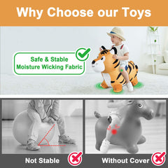 iPlay iLearn tiger hopper with four sturdy legs for stability.