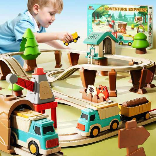 iPlay iLearn electric cargo train on tracks for immersive construction play