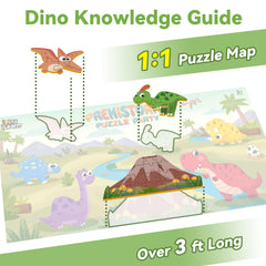 iPlay iLearn two-sided guidebook with 1:1 scale dinos for guided assembly