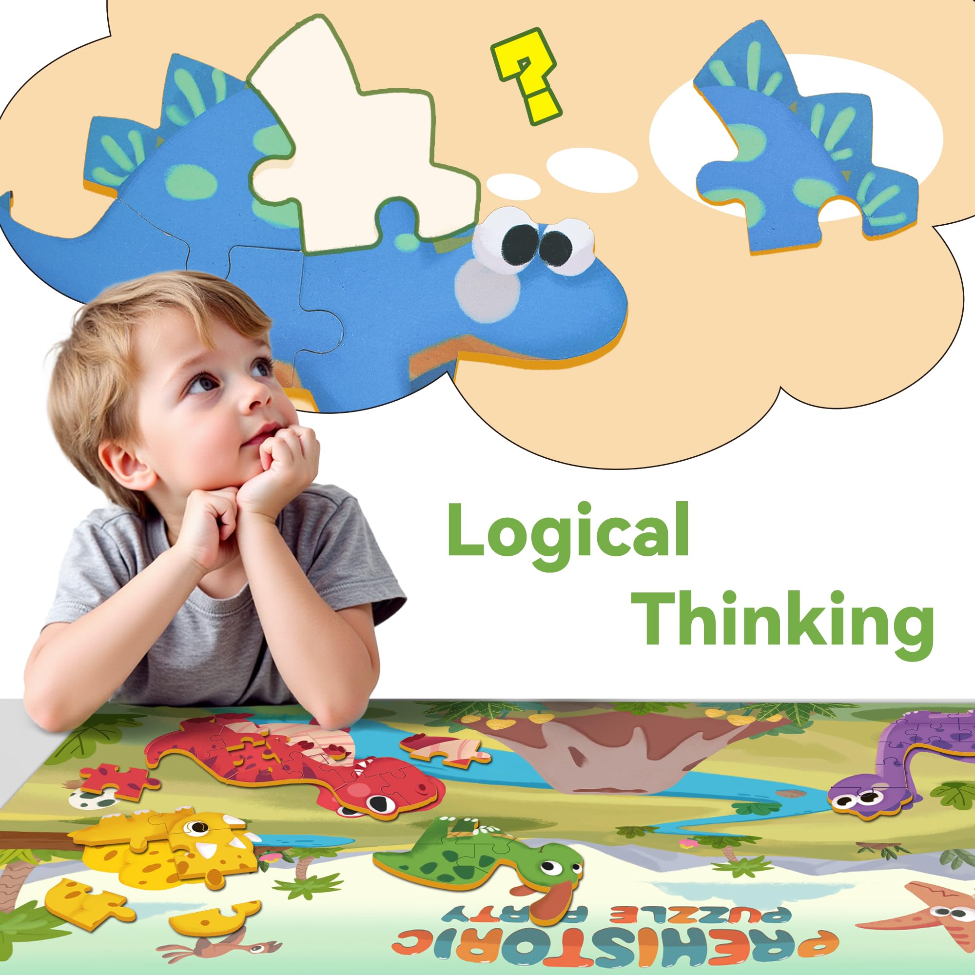 iPlay iLearn wooden puzzle pieces close-up with smooth edges for small hands
