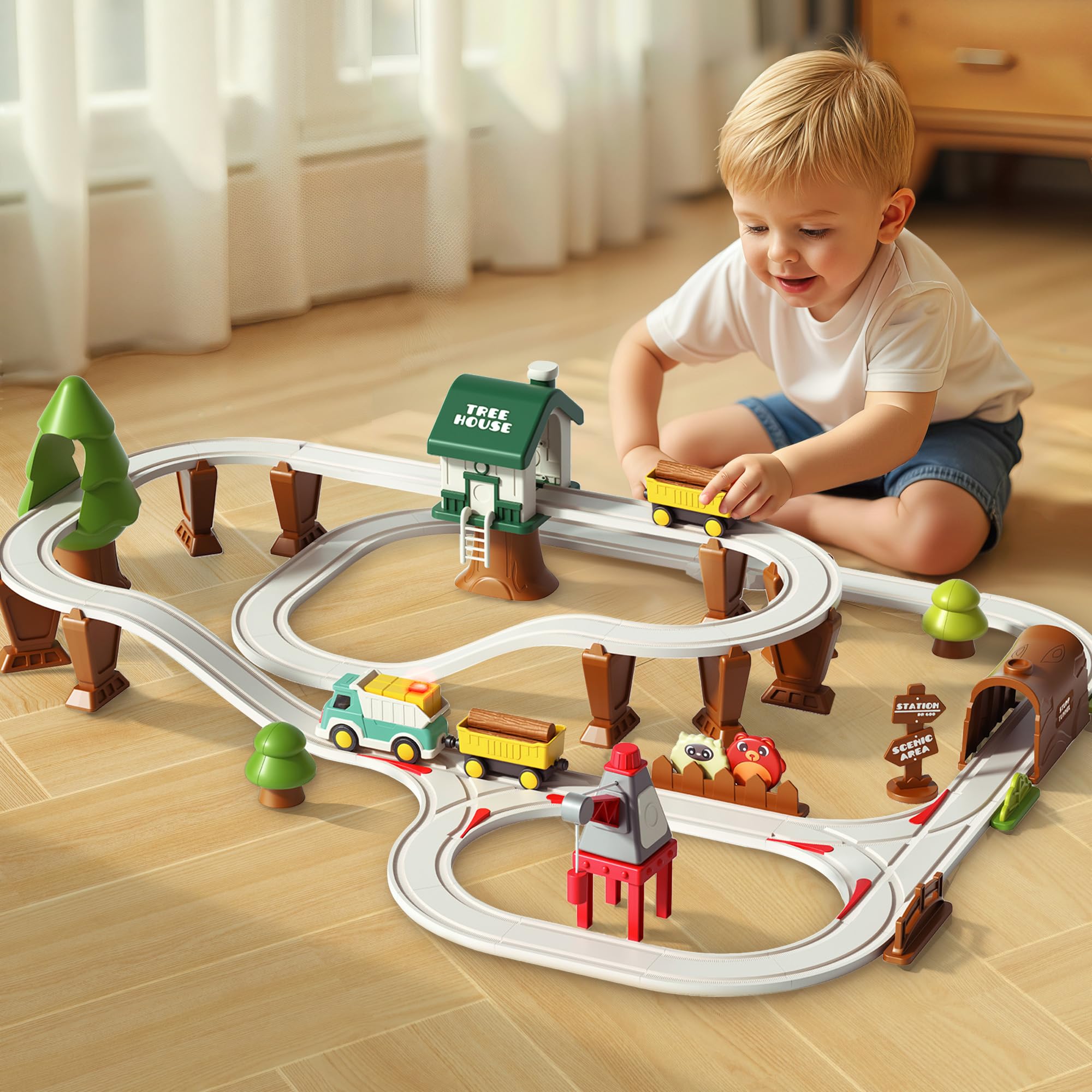 iPlay iLearn forest railway engineering playset inspires hands-on problem solving