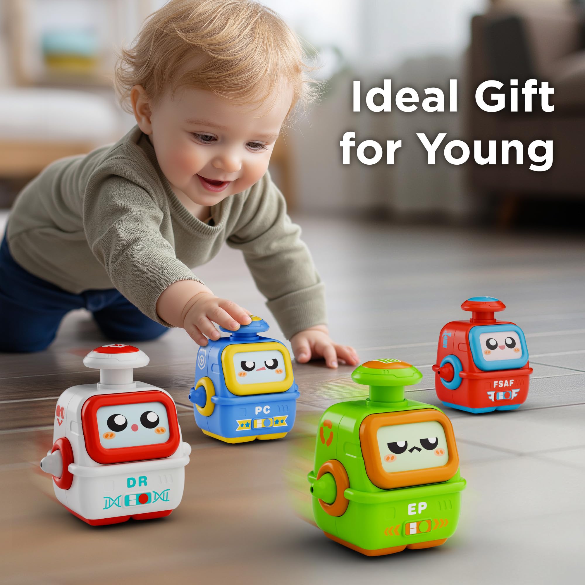 iPlay iLearn gift-ready 4-pack robot cars for birthdays and baby showers.