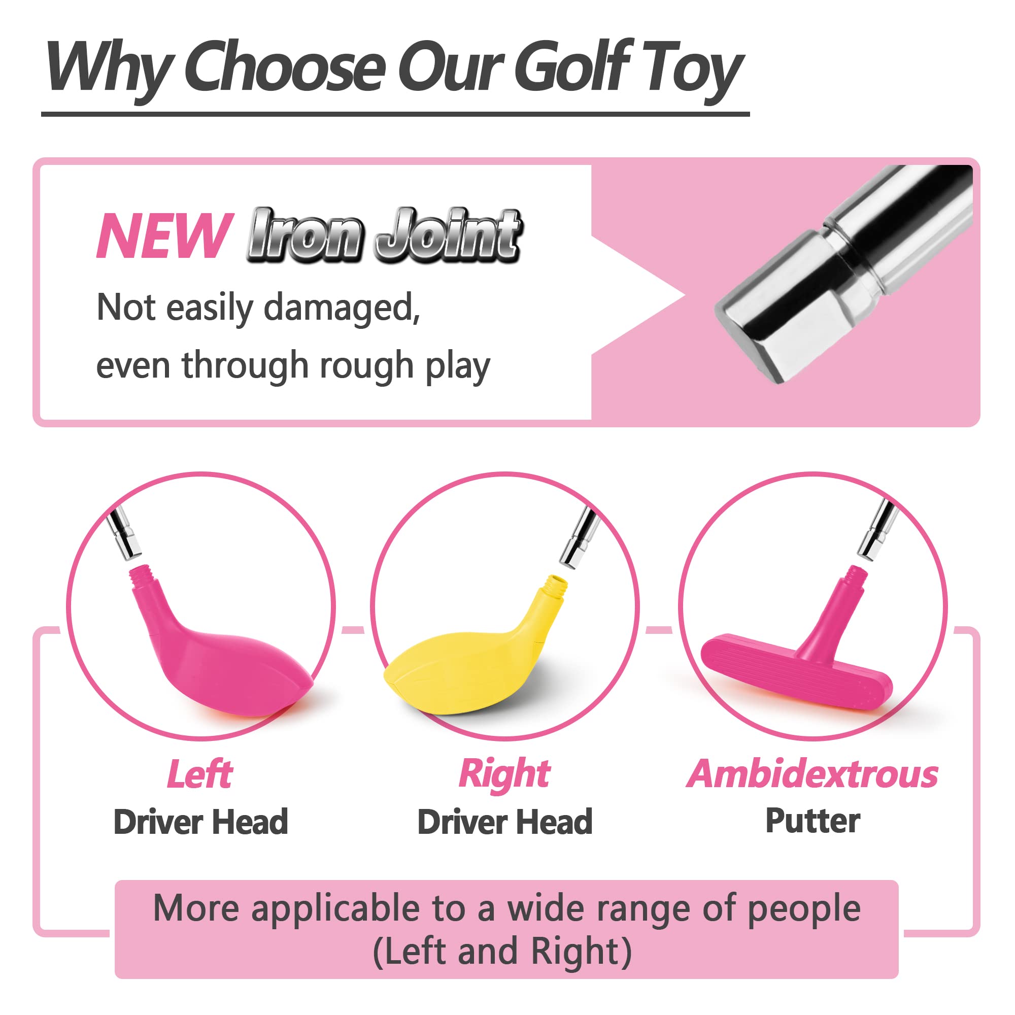 iPlay iLearn pink golf balls for steady hand-eye coordination and play.