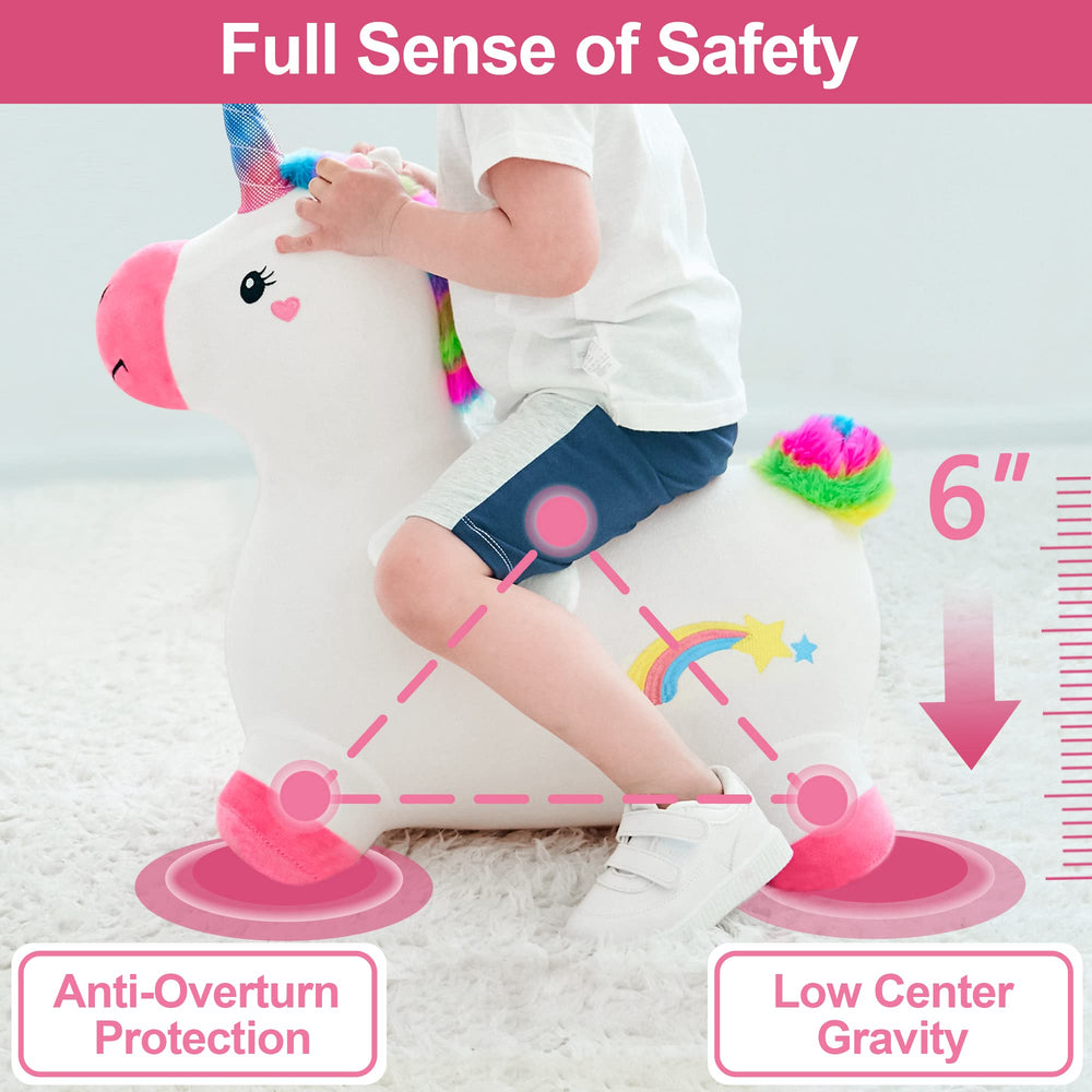 iPlay iLearn hopping unicorn air valve enables quick, simple inflation
