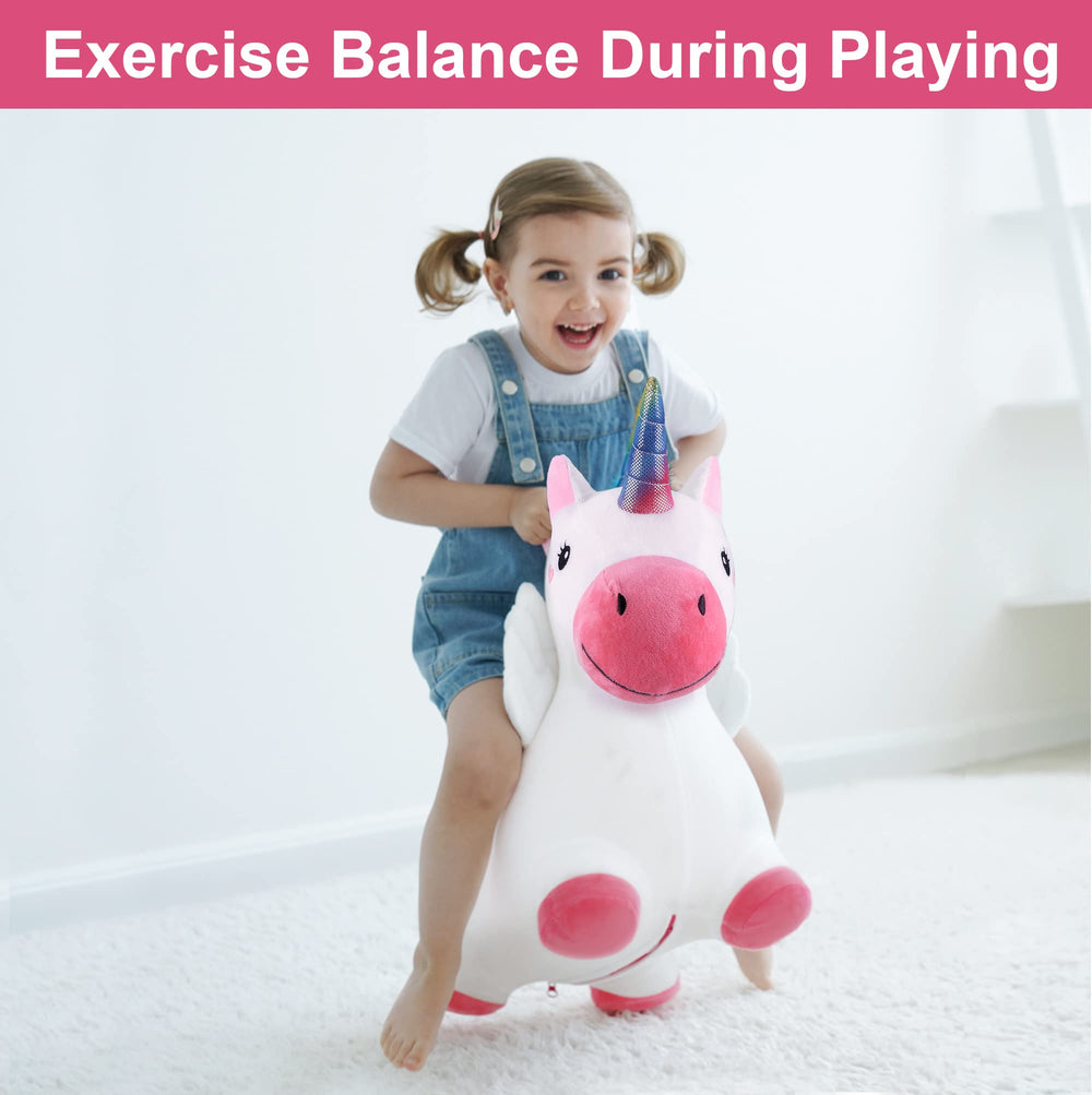 iPlay iLearn hopping unicorn kid riding, inviting imaginative hops and exploration