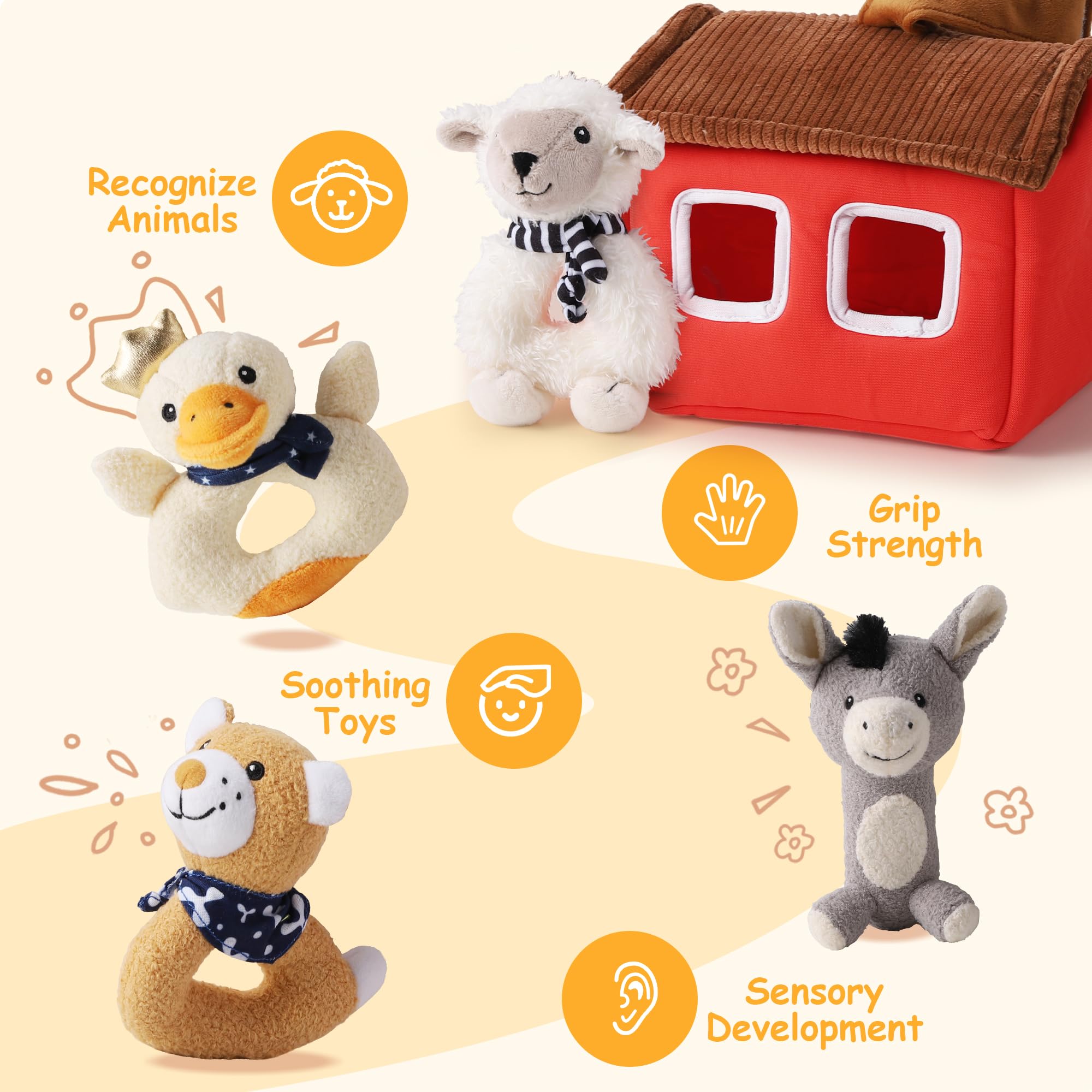 iPlay iLearn jingle duck rattle engages baby with soft textures and sounds
