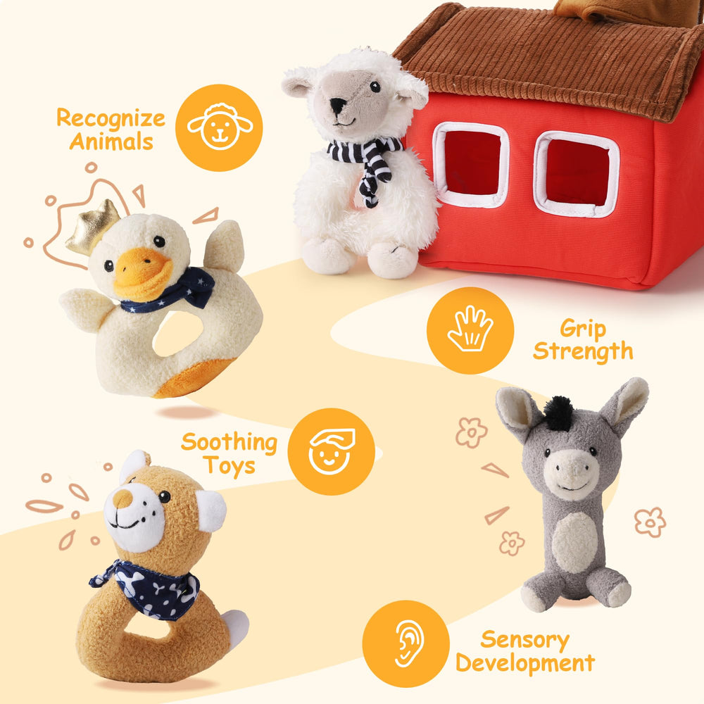 iPlay iLearn jingle duck rattle engages baby with soft textures and sounds