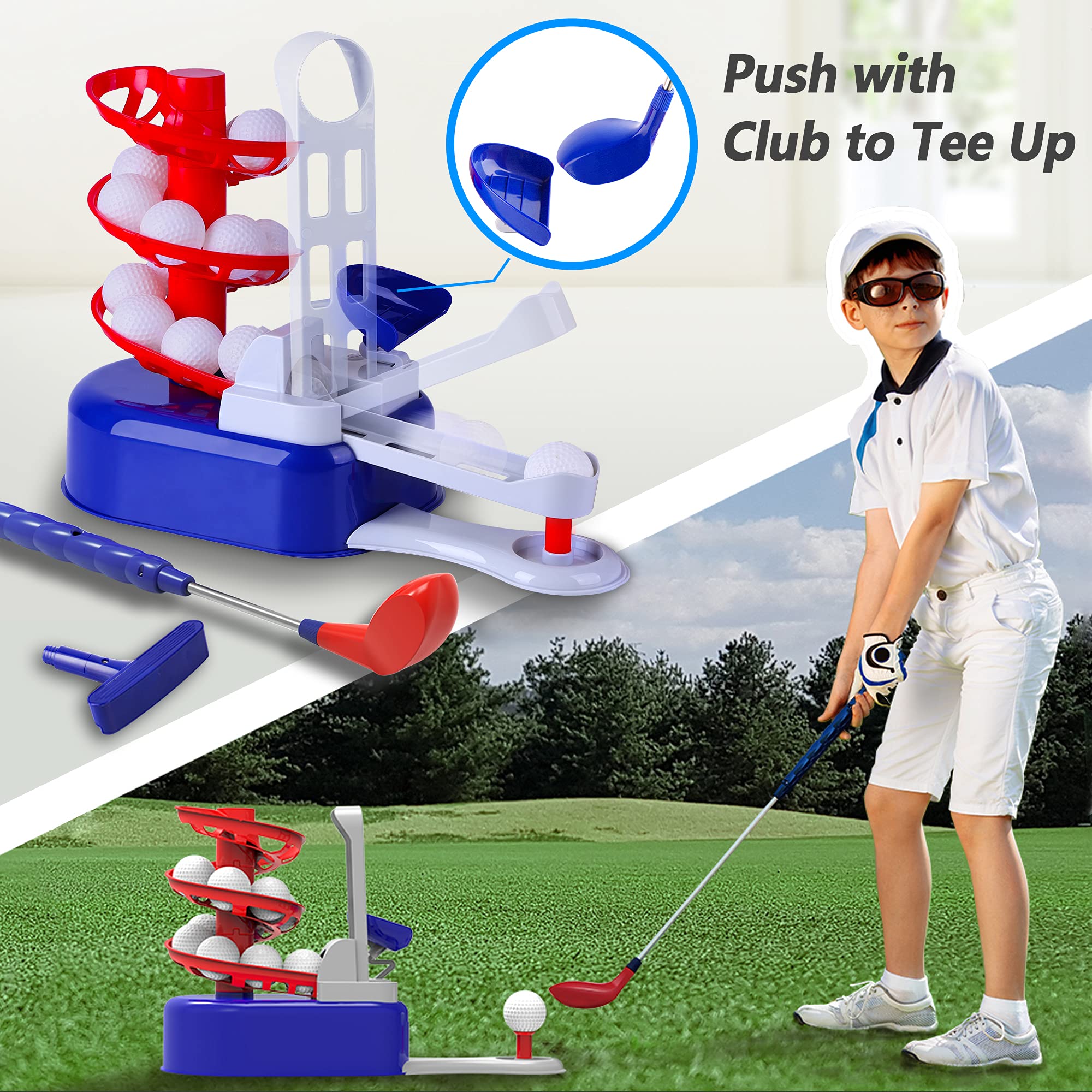 iPlay iLearn Kids Blue Golf Set left driver head aids aiming practice