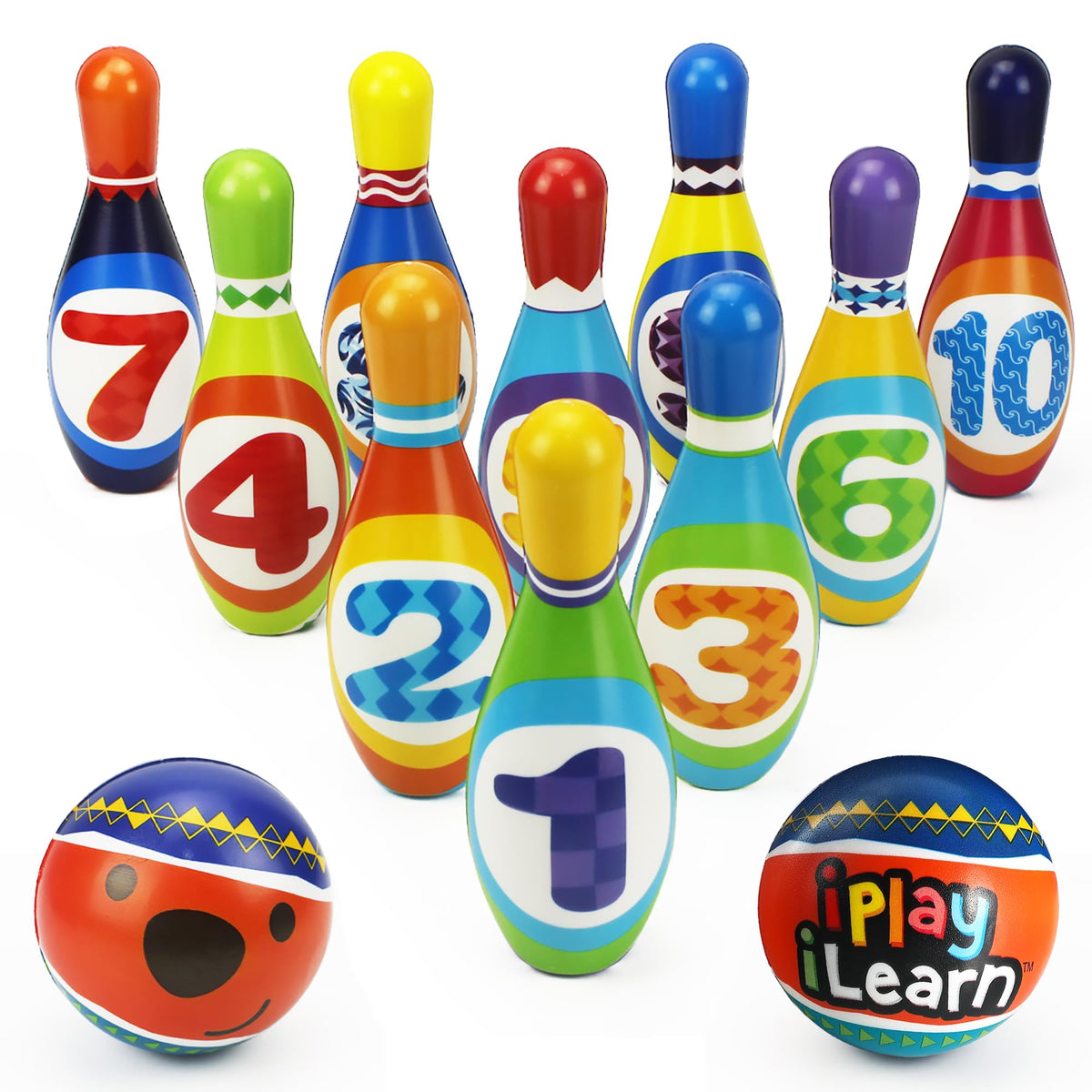 iPlay iLearn kids bowling soft pins for safe indoor play and motor skill fun