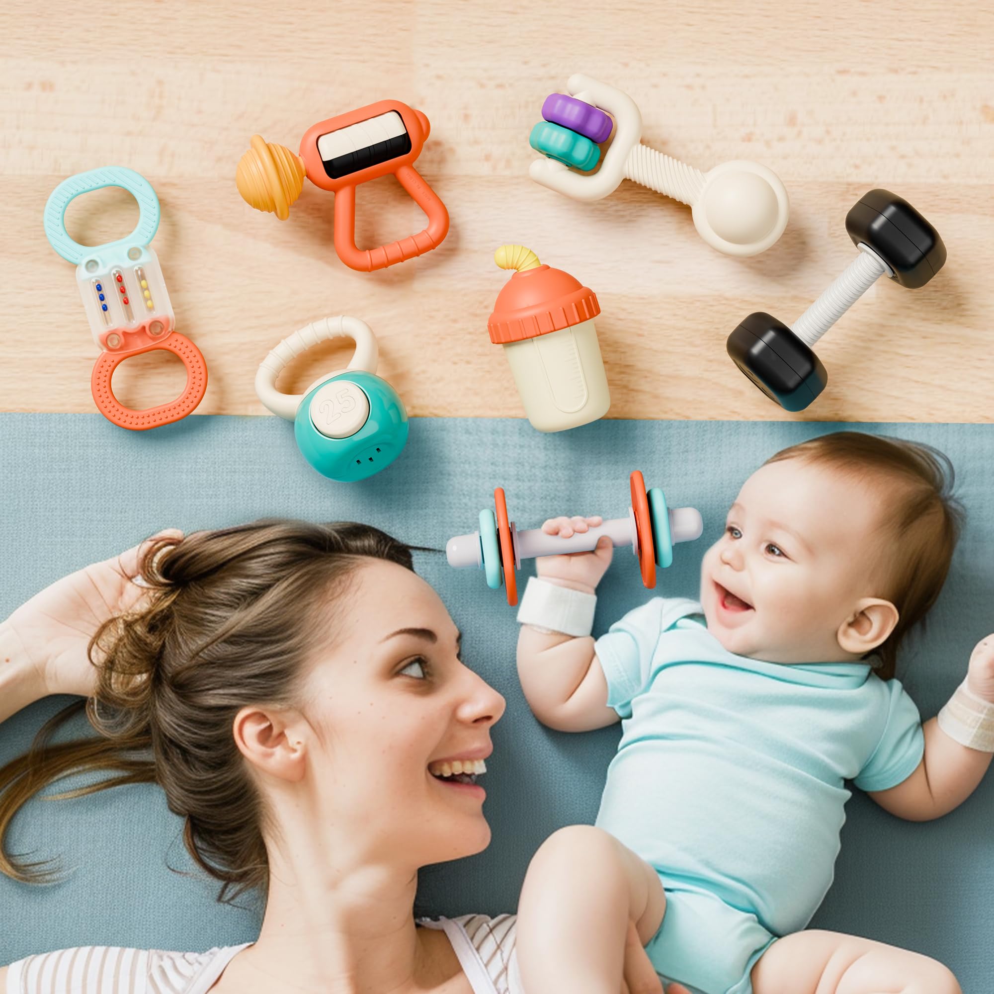 iPlay iLearn multi-stage development rattle collection supports growth and exploration