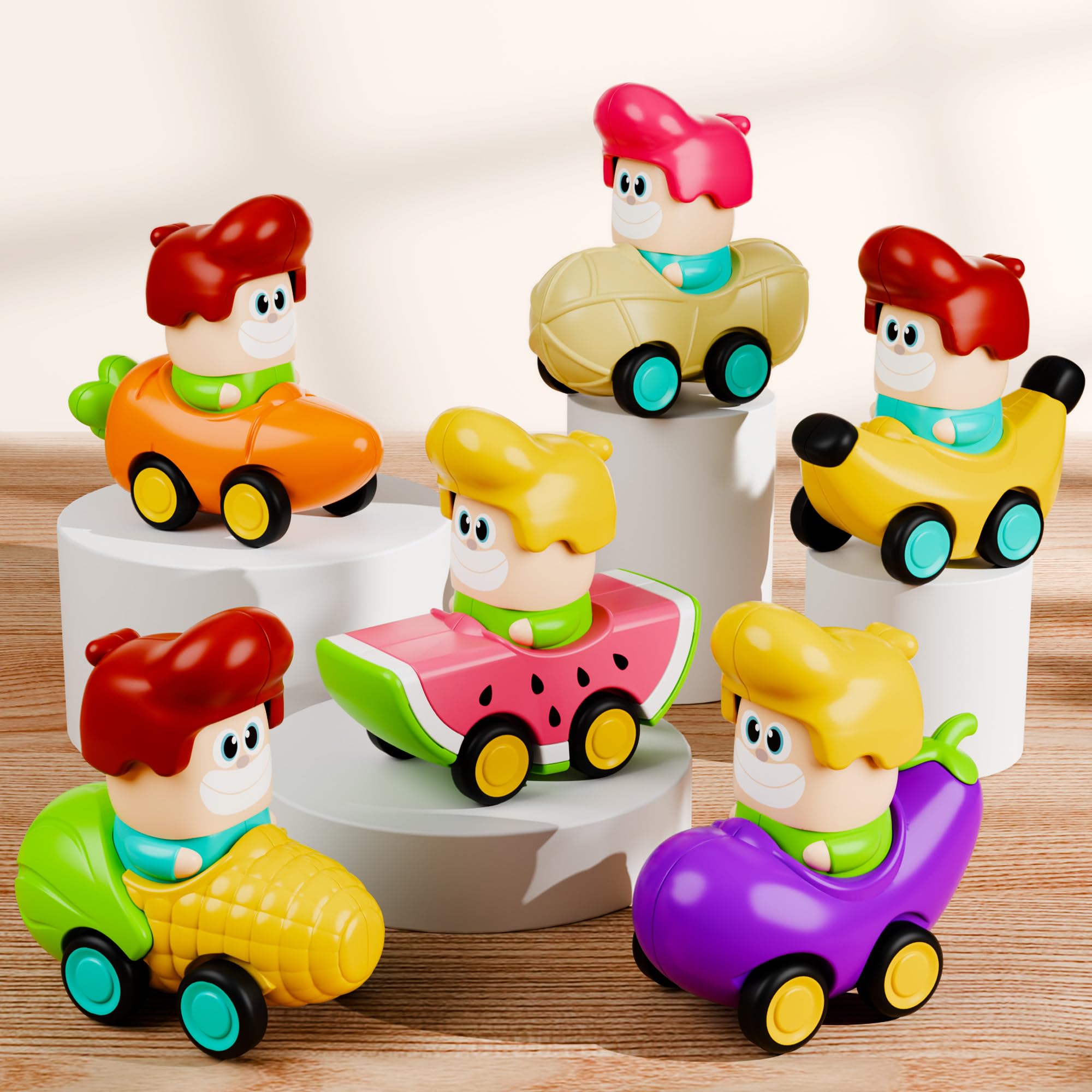 iPlay iLearn peanut racer helps little hands push and race across the floor playtime.