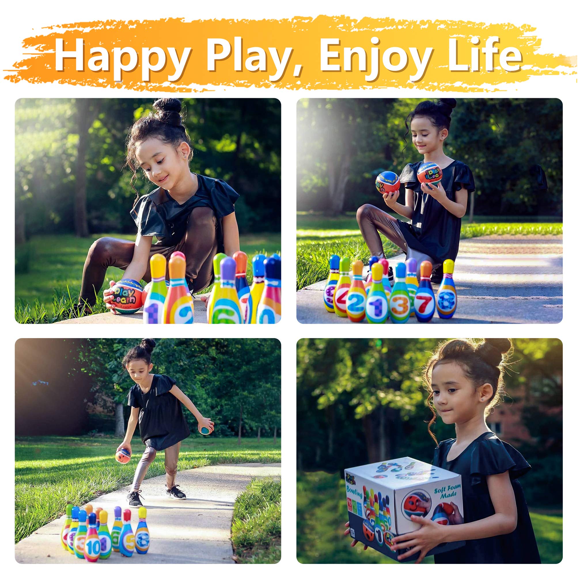 iPlay iLearn portable bowling playdates kit for indoor/outdoor fun on the go