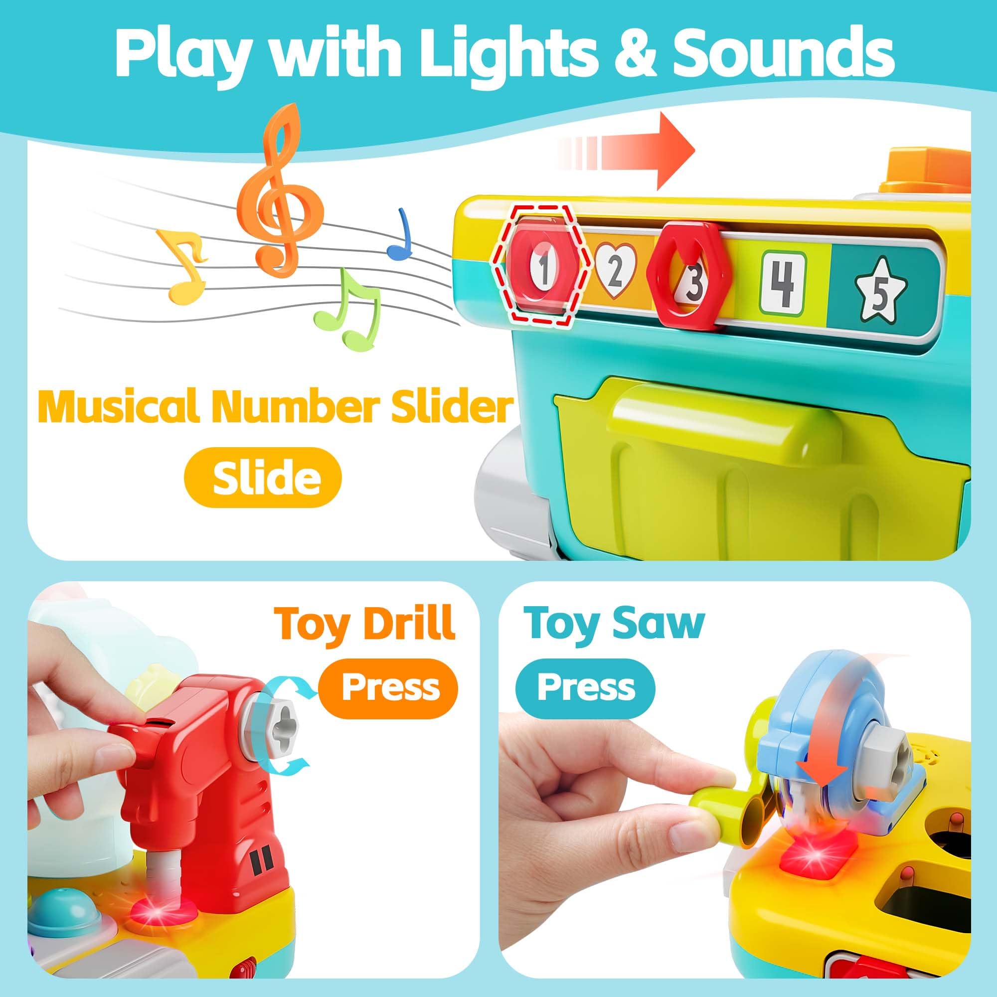 iPlay iLearn pounding ball game showing pounding action and color sorting.