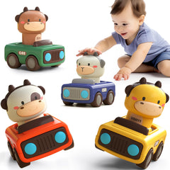 iPlay iLearn press-to-go car front view; safe, battery-free fun for toddlers