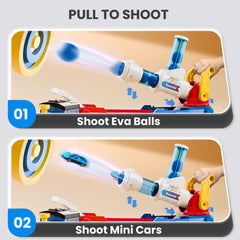 iplay ilearn racing-track-adventure top shot highlights fast car action.