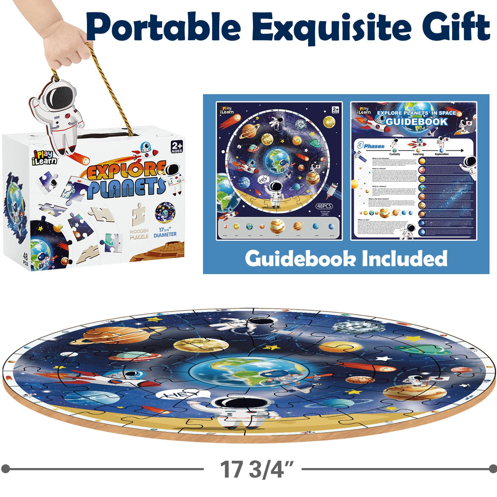 iPlay iLearn round planets puzzle supports collaborative play and family time.