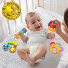 iPlay iLearn sensory sounds rattle encourages auditory exploration during playtime.