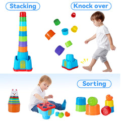 iPlay iLearn stack cups for nesting boosts color recognition and early math skills.