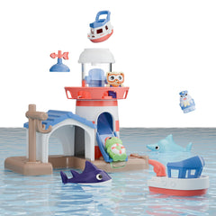 iPlay iLearn lighthouse with four suction cups for secure placement.