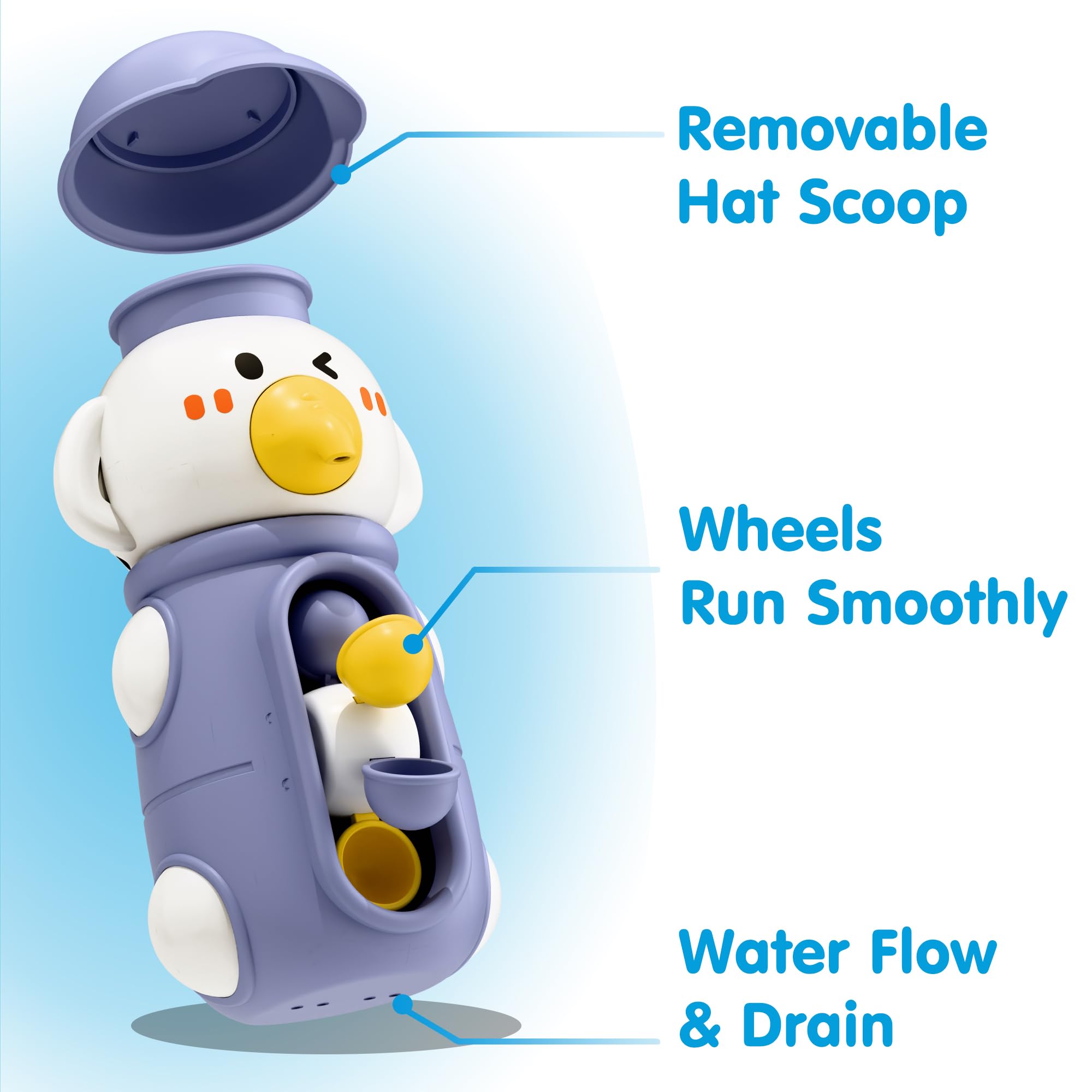 iPlay iLearn suction cups secure toy to tub walls under the hat scoop