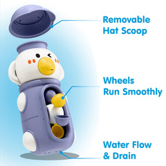 iPlay iLearn suction cups secure toy to tub walls under the hat scoop