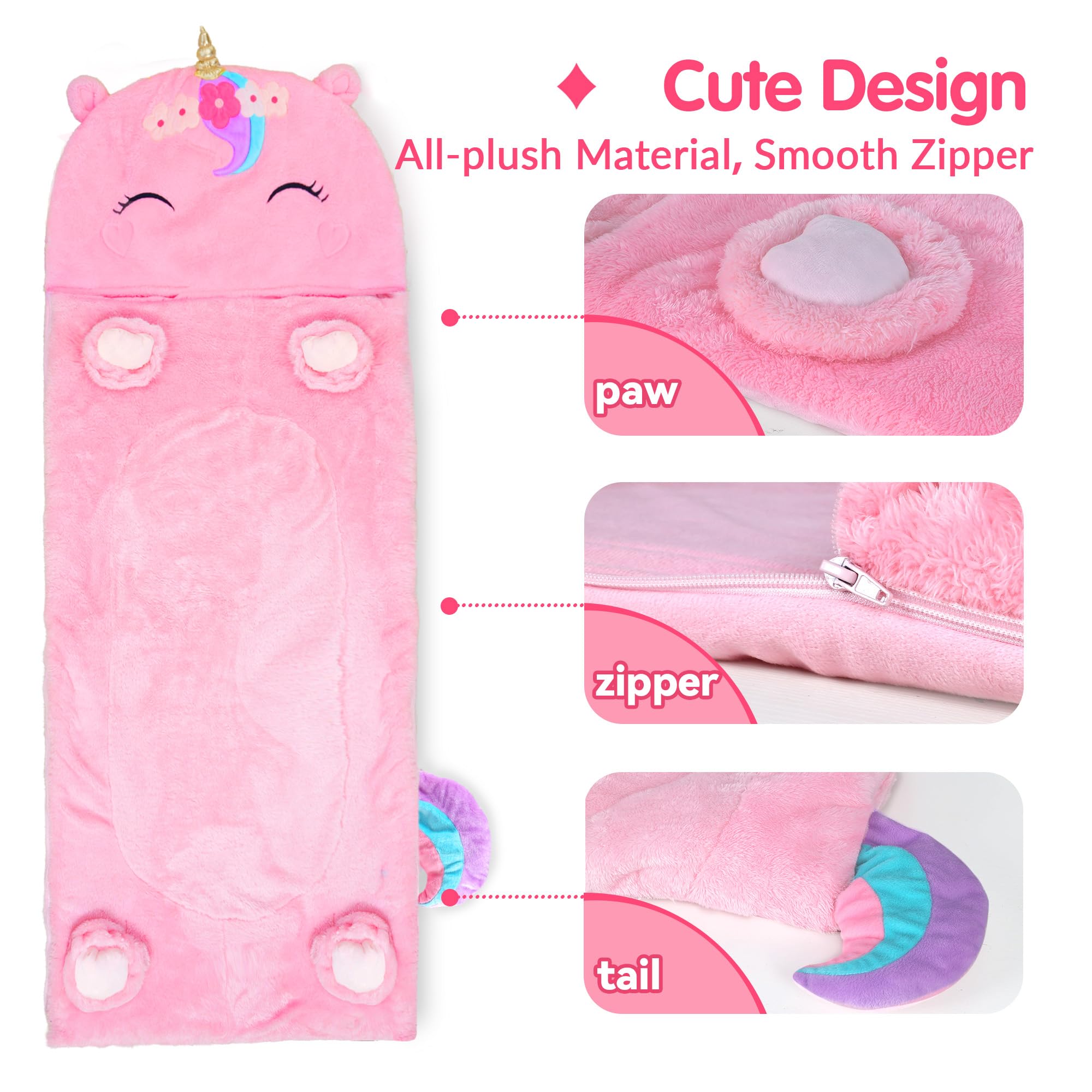 iplay iLearn unicorn sleeping bag gift-ready for birthdays.
