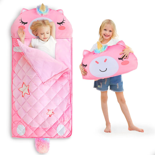 iPlay iLearn unicorn slumber sack nap mat for cozy preschool naps