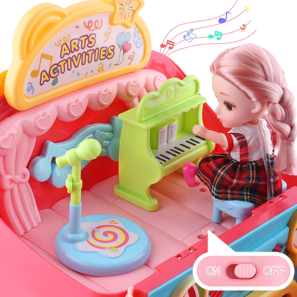 iPlay iLearn backpack dollhouse interior rooms with furniture and accessories for role play