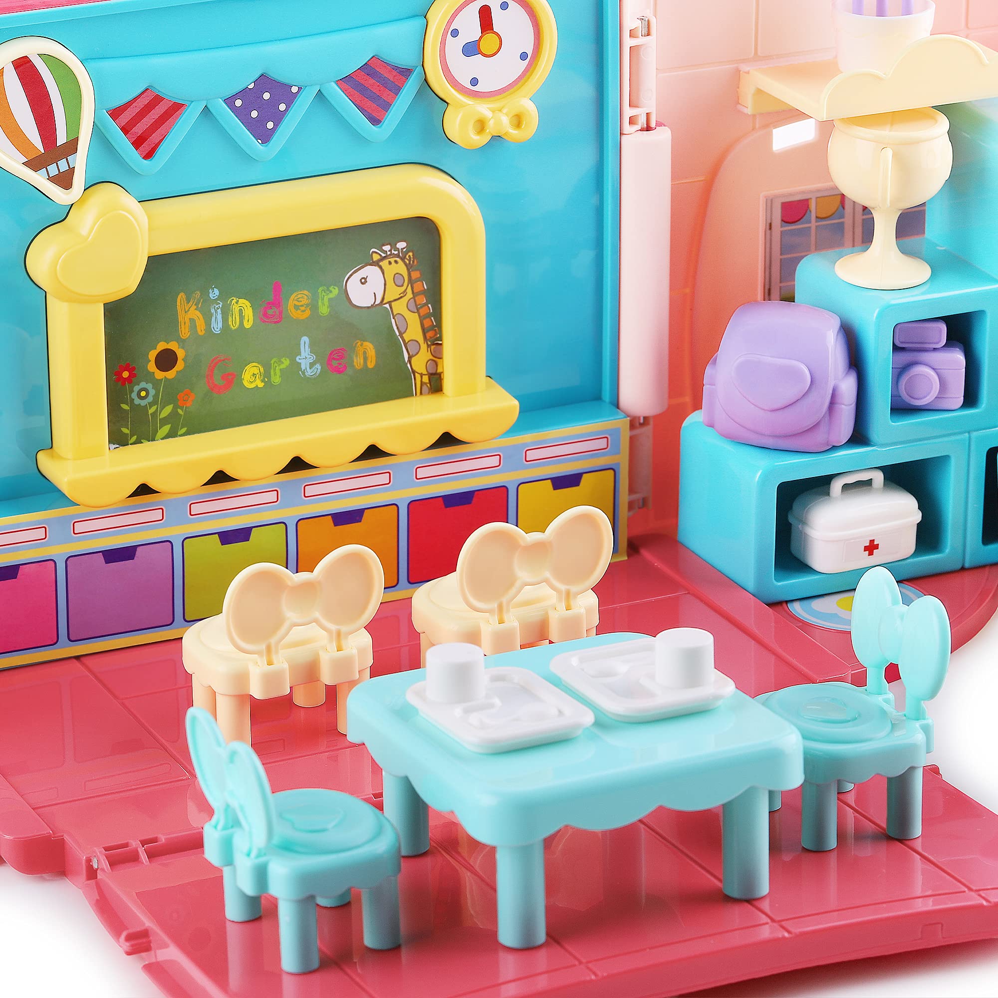 iPlay iLearn backpack dollhouse kid packing it like a backpack for easy transport