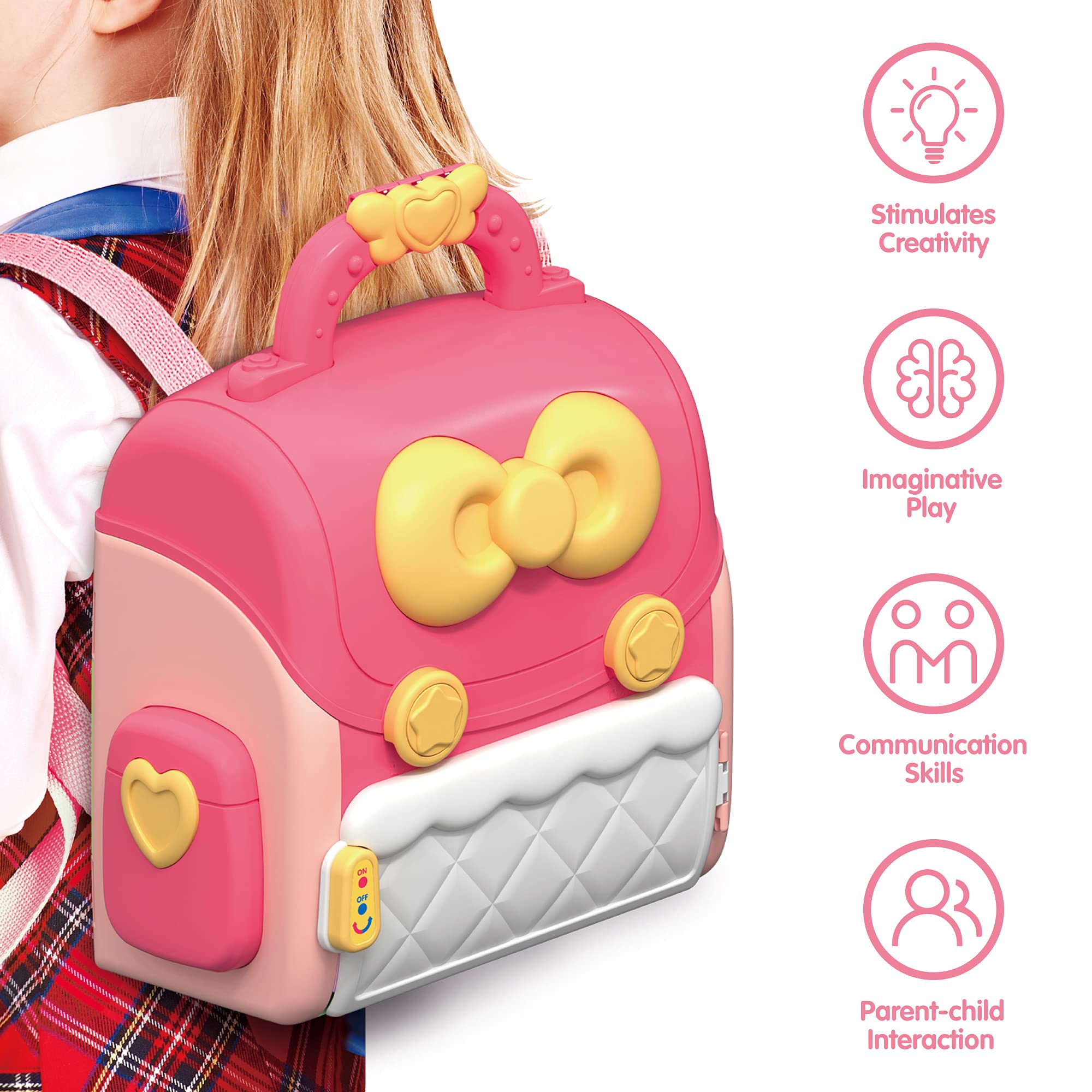 iPlay iLearn backpack dollhouse with number stickers aiding basic recognition