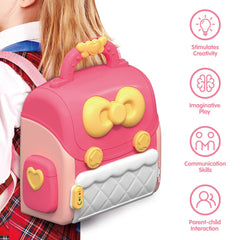 iPlay iLearn backpack dollhouse with number stickers aiding basic recognition