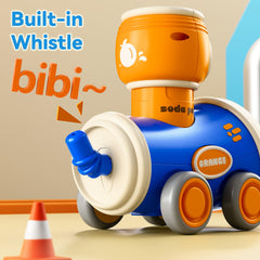iPlay Press & Go car baby hands engaging with the toy during play.