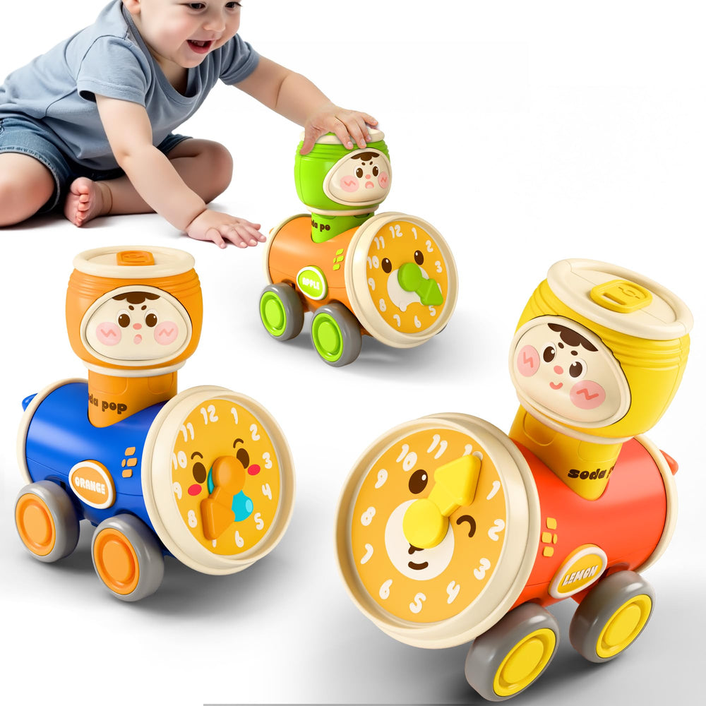 iPlay Press to Go Car head button launches quickly for battery-free play.