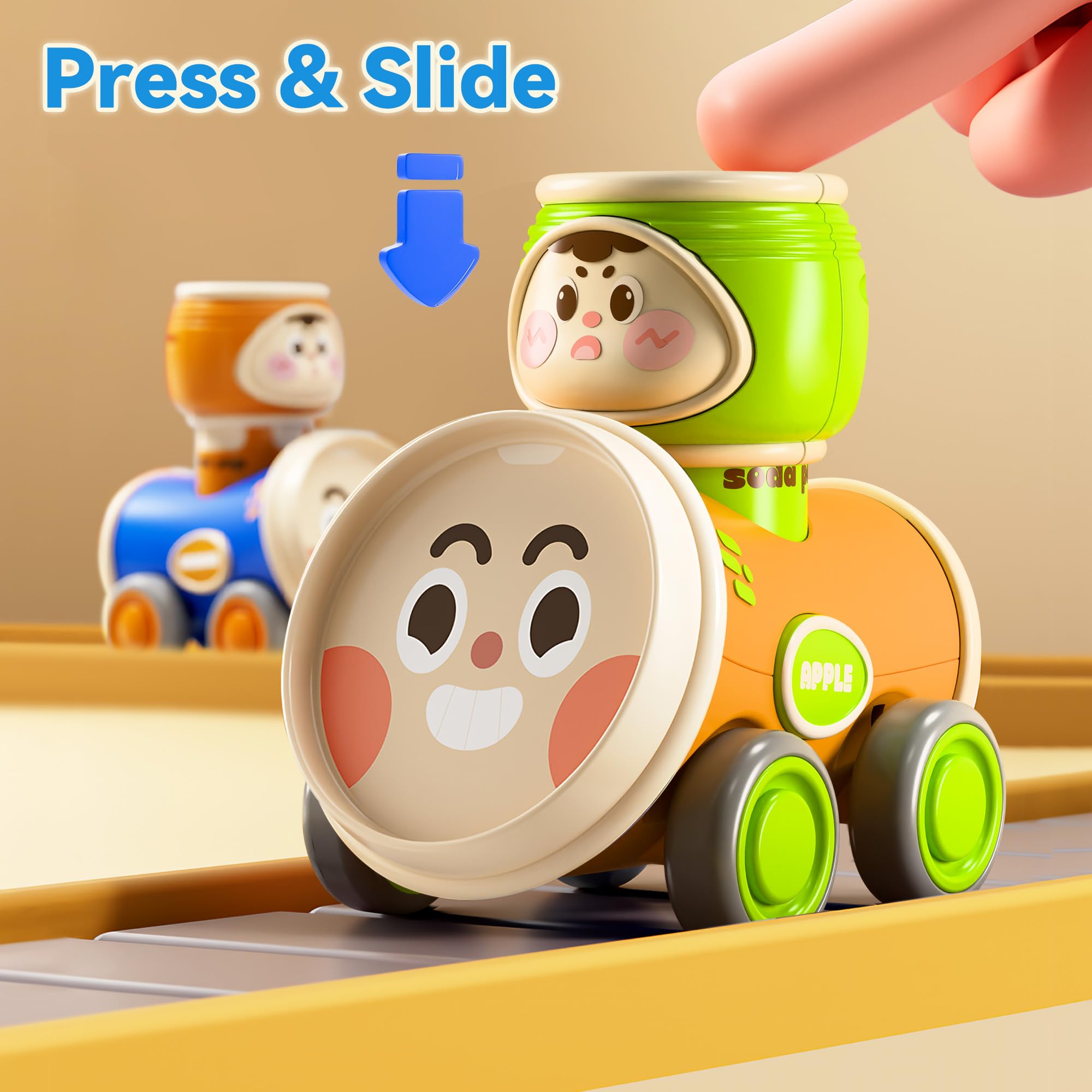 iPlay Press & Go car side view highlighting compact size for travel fun.