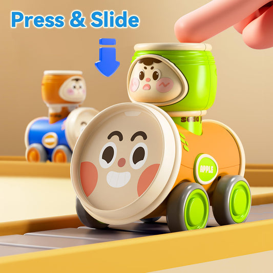 iPlay Press & Go car side view highlighting compact size for travel fun.