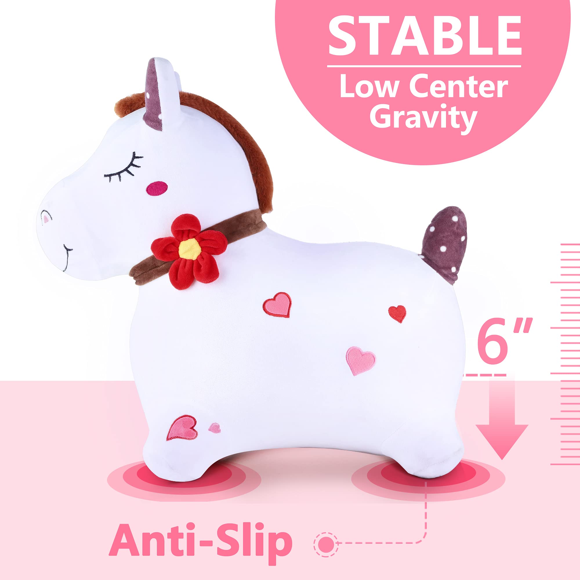 iplay white hopping horse hopper promotes playful movement and balance
