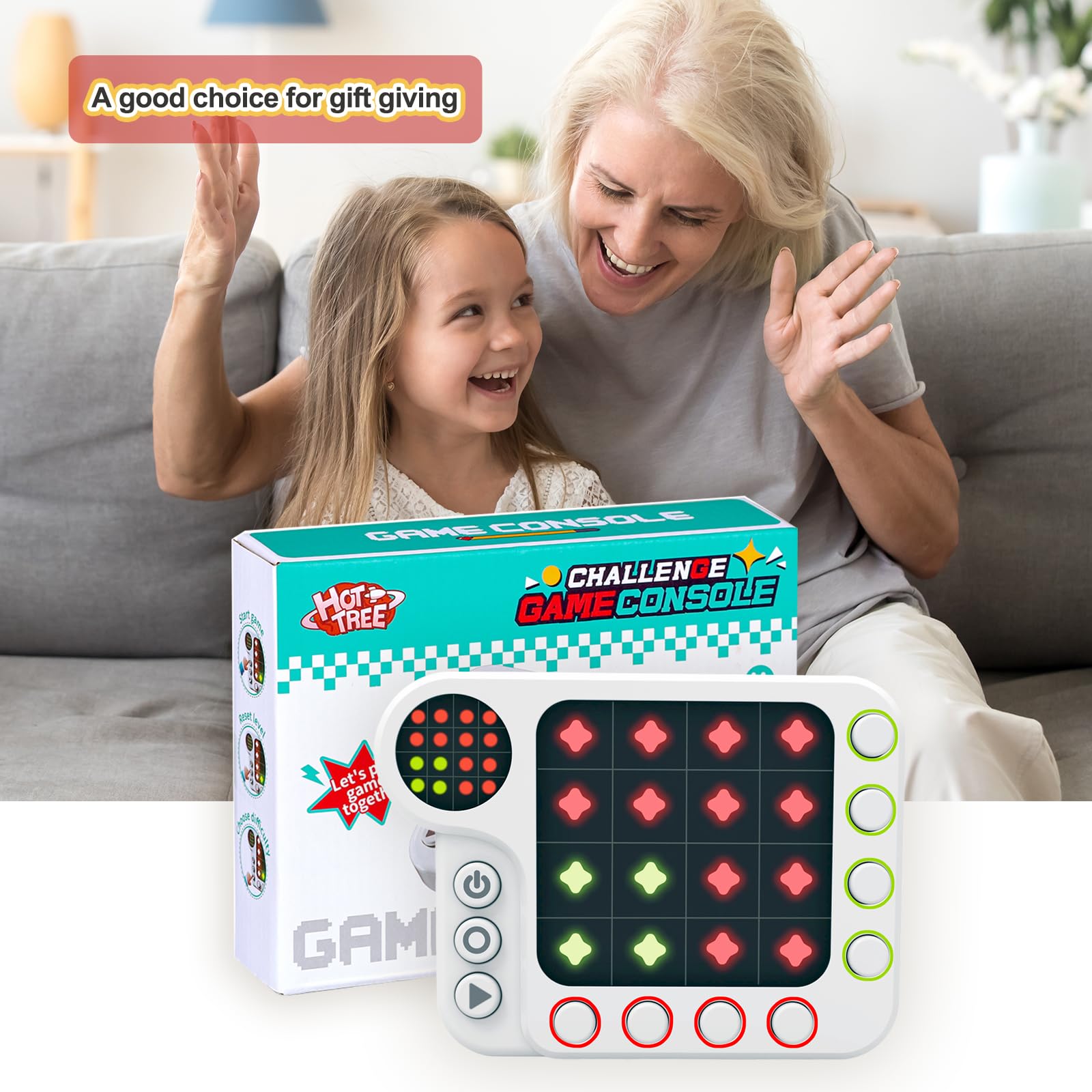 IPLAYBLOOM handheld brain game offers 4 difficulty levels across 300 challenges.